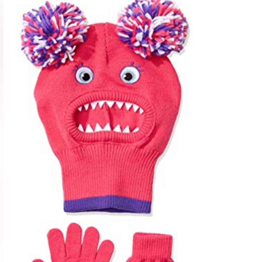 Spotted Zebra Pink Monster Hat & Glove Set